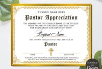 Free Custom Pastor Installation Certificate Template