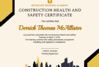 Free Editable Fire Safety Training Certificate Template Word Sample