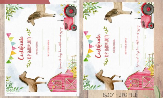 Free  Horse Adoption Certificate Template Excel Sample