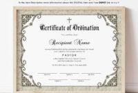 Free  Pastoral Ordination Certificate Template Doc Sample