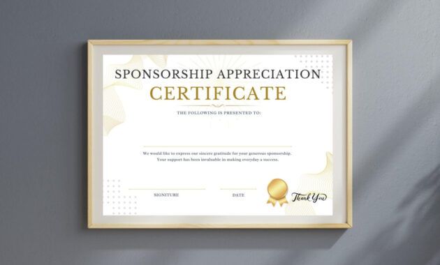 Free  Sponsor Appreciation Certificate Template Doc Sample