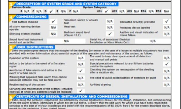 Printable Emergency Lighting Installation Certificate Template Excel