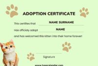 Printable Horse Adoption Certificate Template Word Sample
