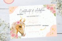 Printable Horse Adoption Certificate Template Word Sample