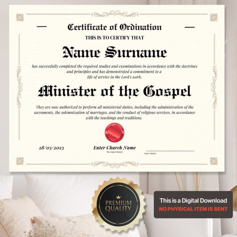 Printable Pastor Installation Certificate Template PDF | EmetOnlineBlog