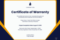 Printable Product Warranty Certificate Template  Sample