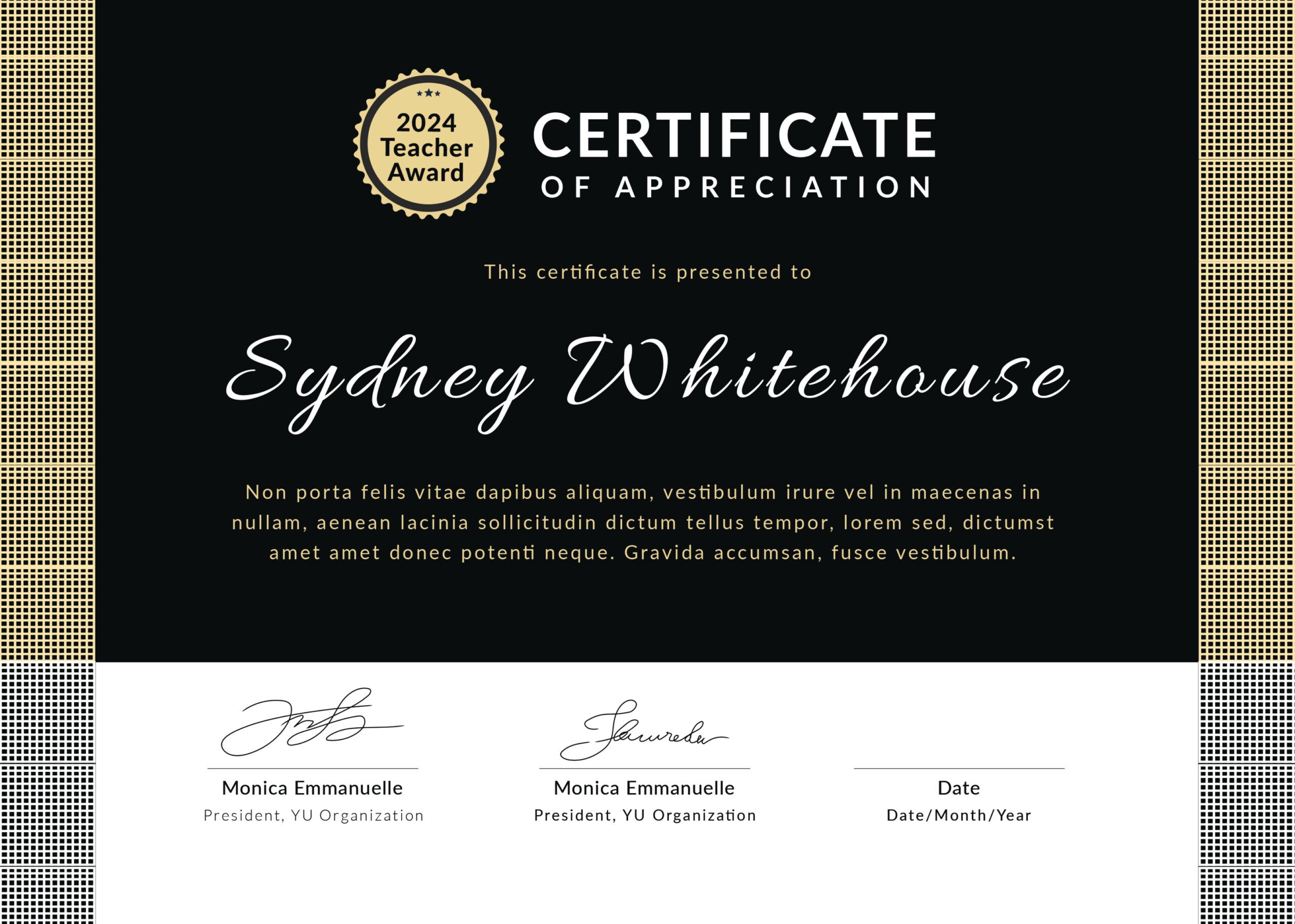 Printable Teacher Day Certificate Template Word Sample
