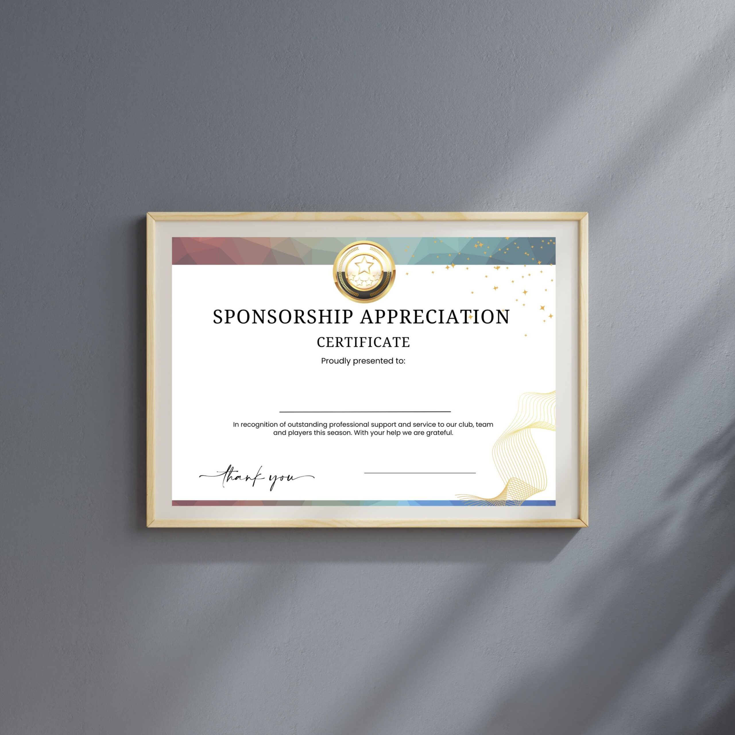 Sponsor Appreciation Certificate Template Excel Sample