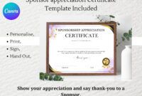 Sponsor Appreciation Certificate Template Word