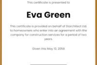 Waterproofing Warranty Certificate Template