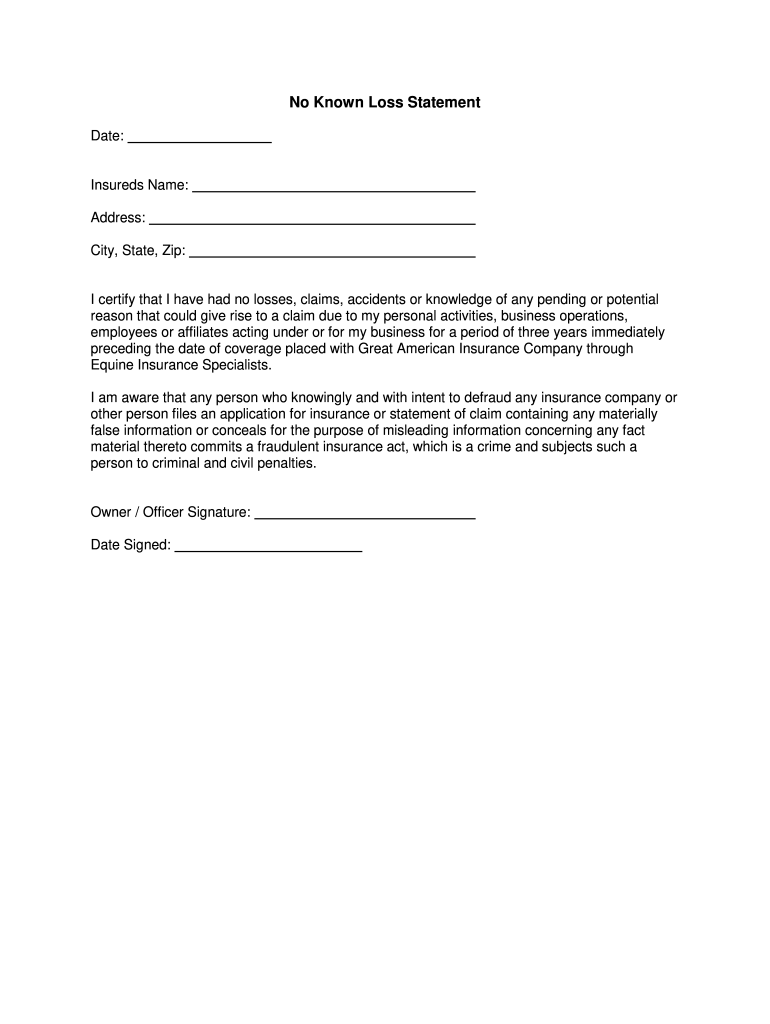 no-known-loss-letter-template