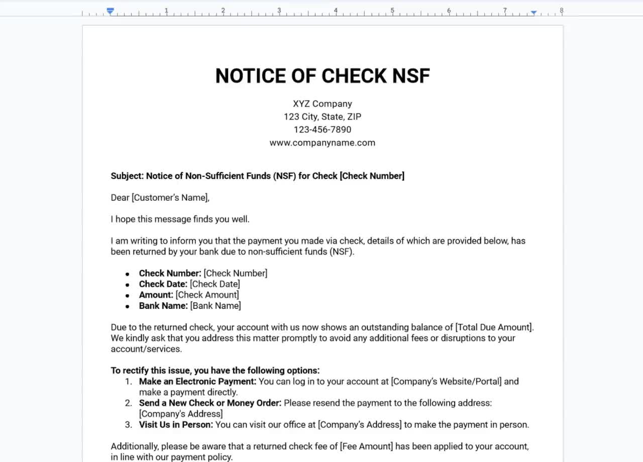 non-sufficient-funds-letter-template