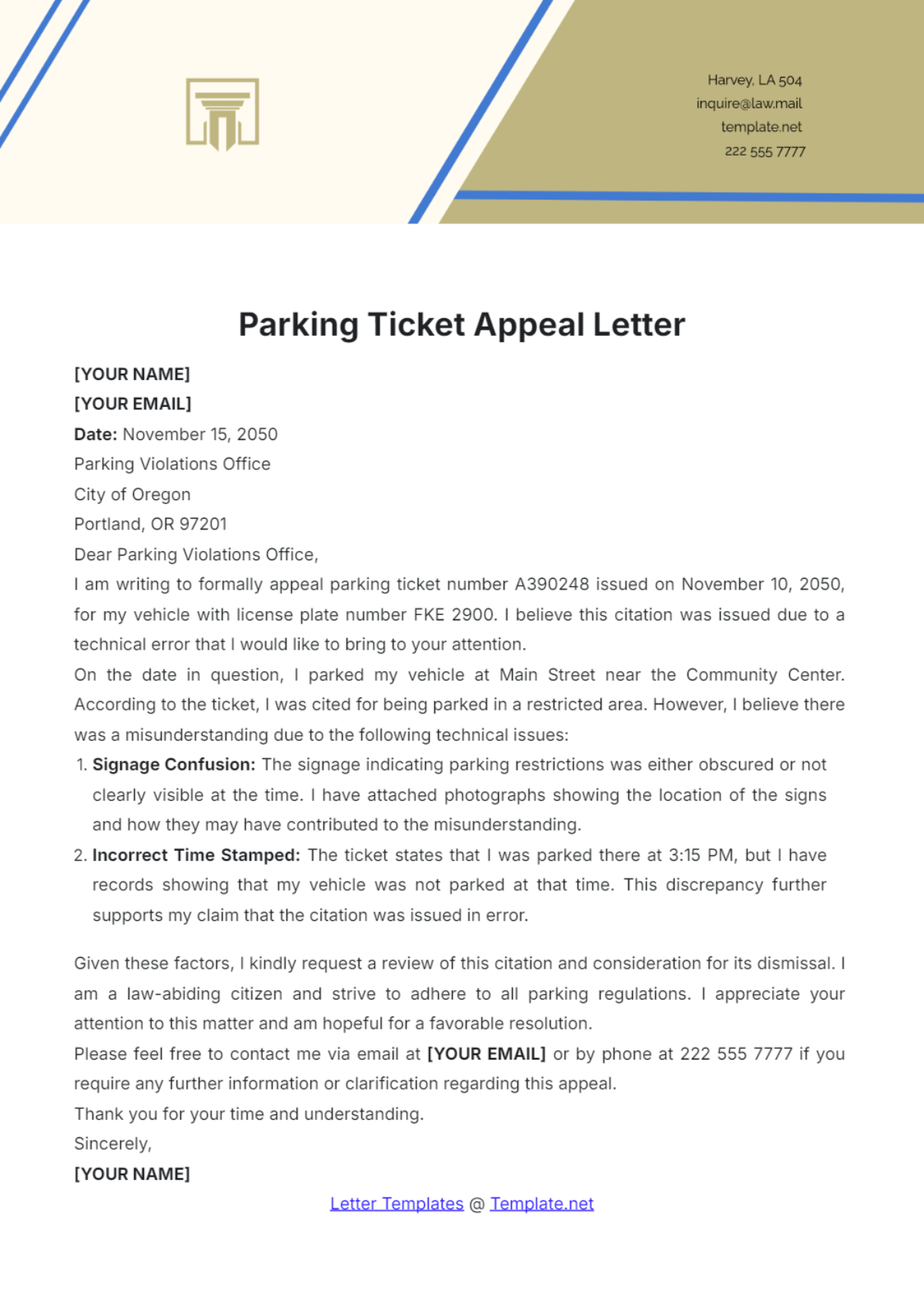 parking-ticket-appeal-letter-template