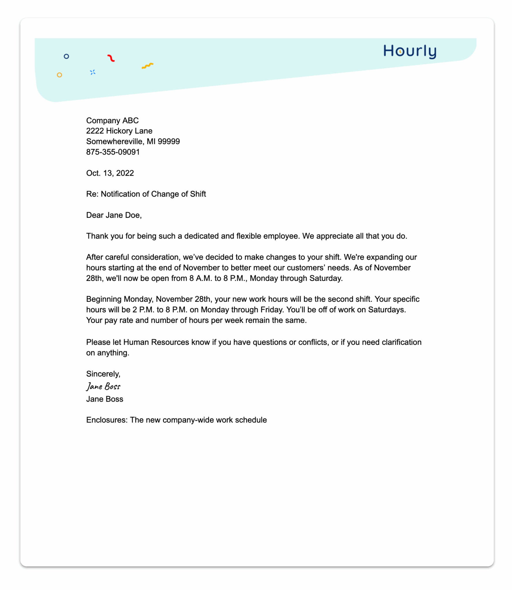 Schedule Change of Working Hours Letter Template EmetOnlineBlog Schedule Change of Working Hours Letter Template EmetOnlineBlog